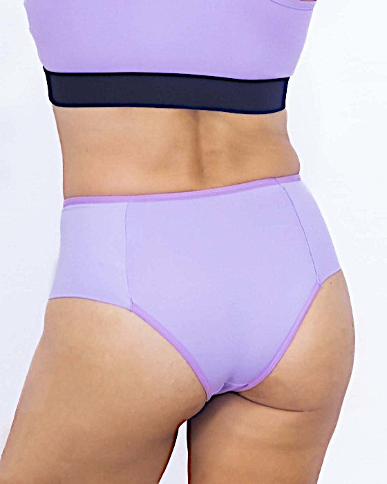 Calcinha Hot Pant Cintura Alta Detalhes em Renda Sobreposto 2 Triangulos-M G GG - Lilás-img-0002