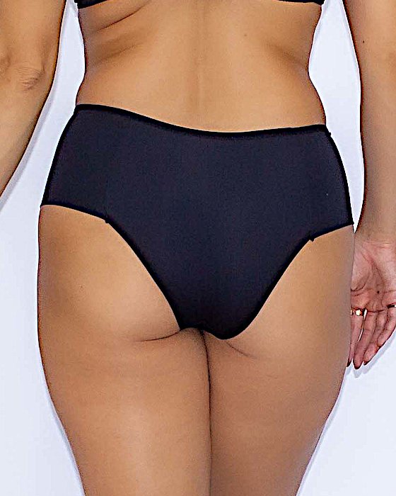 Calcinha Hot Pant Cintura Alta Detalhes em Renda Sobreposto 2 Triangulos-M G GG - Preto-img-0003
