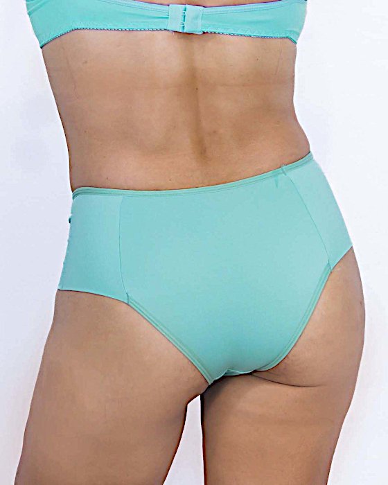 Calcinha Hot Pant Cintura Alta Detalhes em Renda Sobreposto 2 Triangulos-M G GG - Verde Água-img-0002