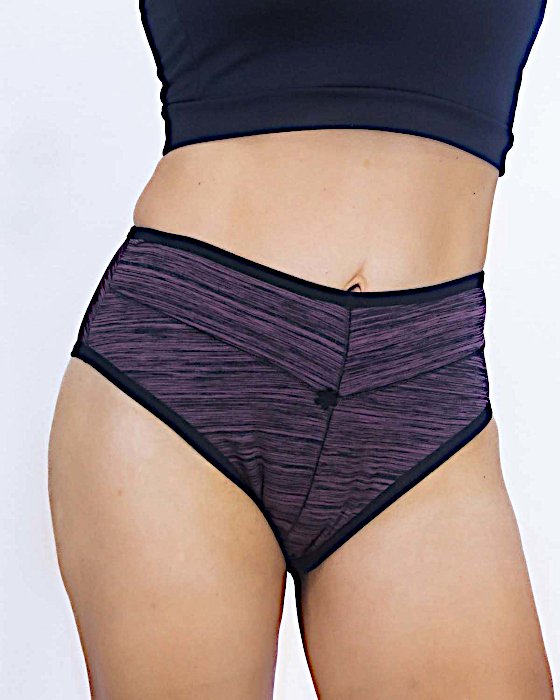 Calcinha-Hot Pant Cintura Alta Listrada Fitness-M G GG - Lilás-img-0001
