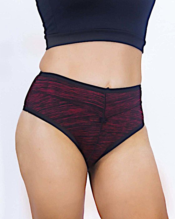 Calcinha-Hot Pant Cintura Alta Listrada Fitness-M G GG - Vinho-img-0001