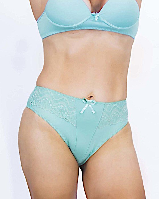 Calcinha Tangão com Renda Sobreposta-M G GG - Verde Água-img-0003