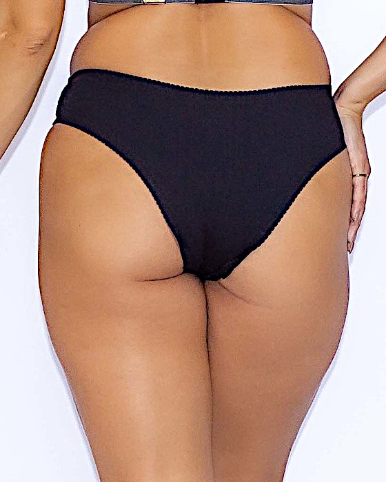 Calcinha Tangão de Algodão e Renda Sobreposta-M G GG - Preto-img-0006